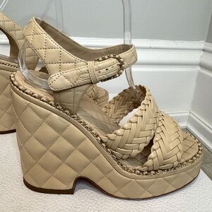 CHANEL CHANEL CHANEL. Classic Platform Espadrilles With Tye Classic Chanel Chain
